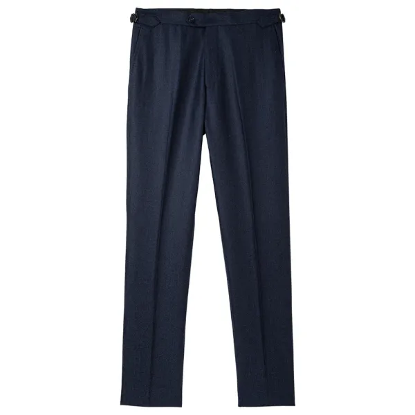 Bresciani Clothing Wool Adjustable Slacks- Blue BLUE