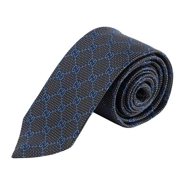 Designer Gucci GG Logo Tie- Black/Blue Black/Blue