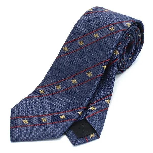 Designer Gucci Bee and Web Silk Jacquard Tie- Blue/Red BLUE/RED