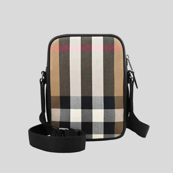 Designer BURBERRY Paddy V Check Crossbody Bag- Brown CHECK
