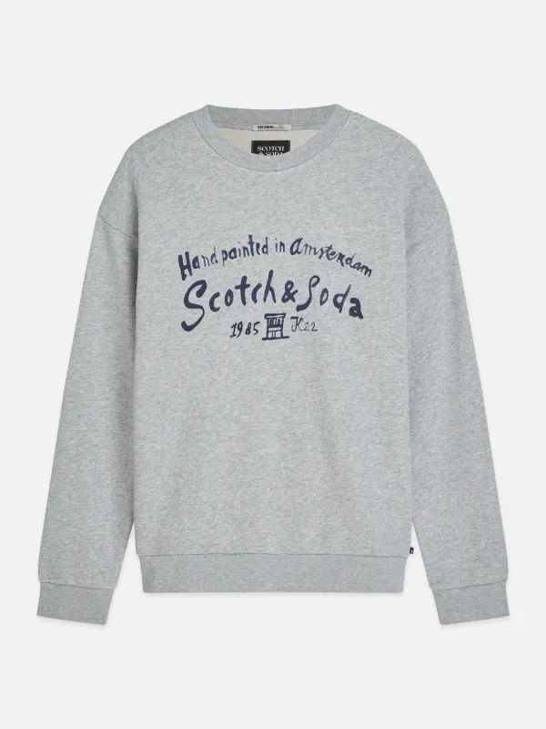Scotch & Soda Front Chest Artwork Relaxed-Fit Sweatshirt- Grey GREY