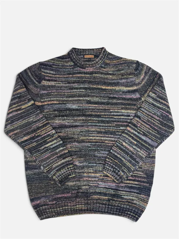 Lenor Romano Crochet Wool Sweater- Black BLACK