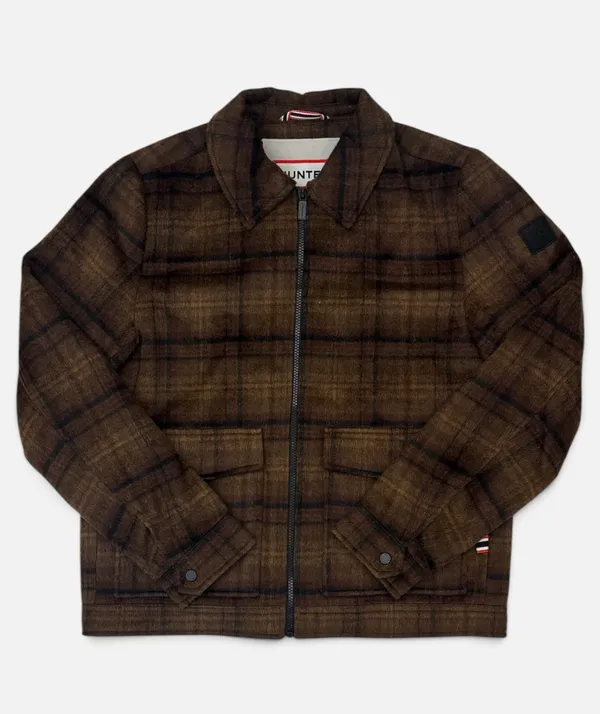 Hunter Plaid Zip-up Jacket- Brown BROWN