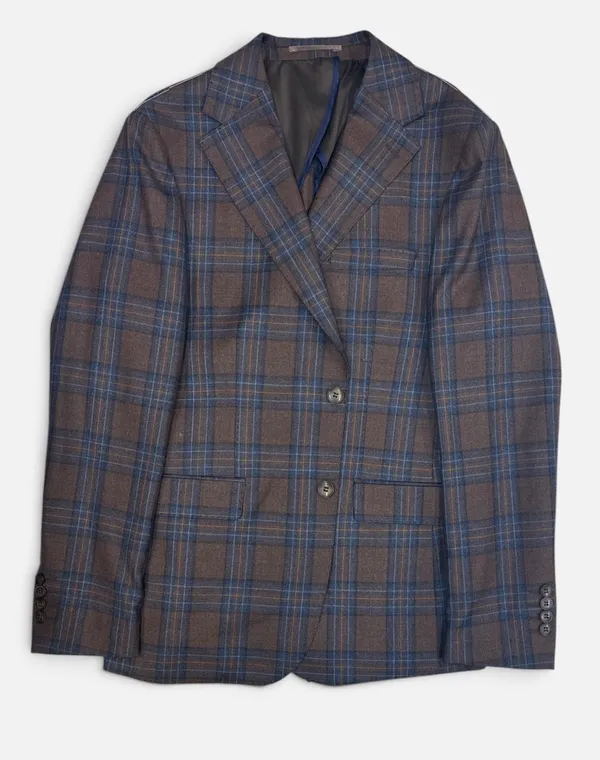 Masculini Wool Plaid Sportcoat- Brown BROWN