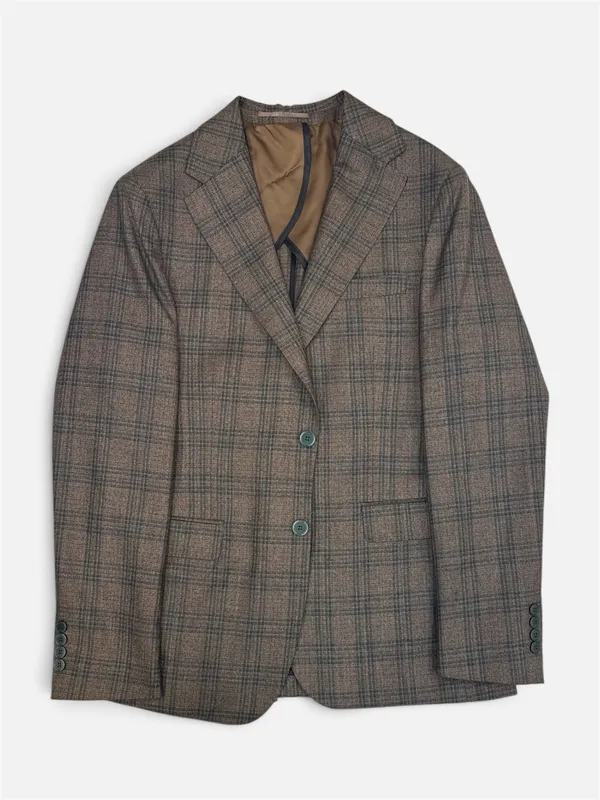 Masculini Wool Plaid Sportcoat- Olive OLIVE