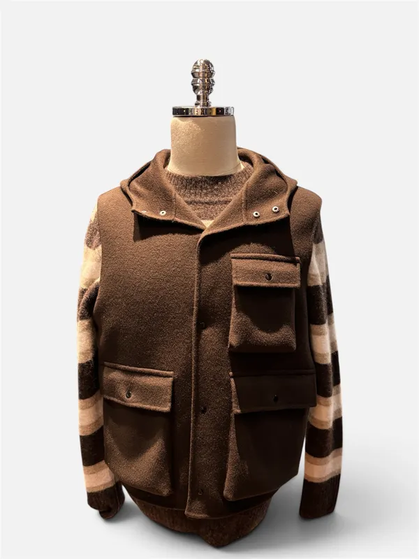 Bugatti Clothing Wool Blend Vest- Brown BROWN