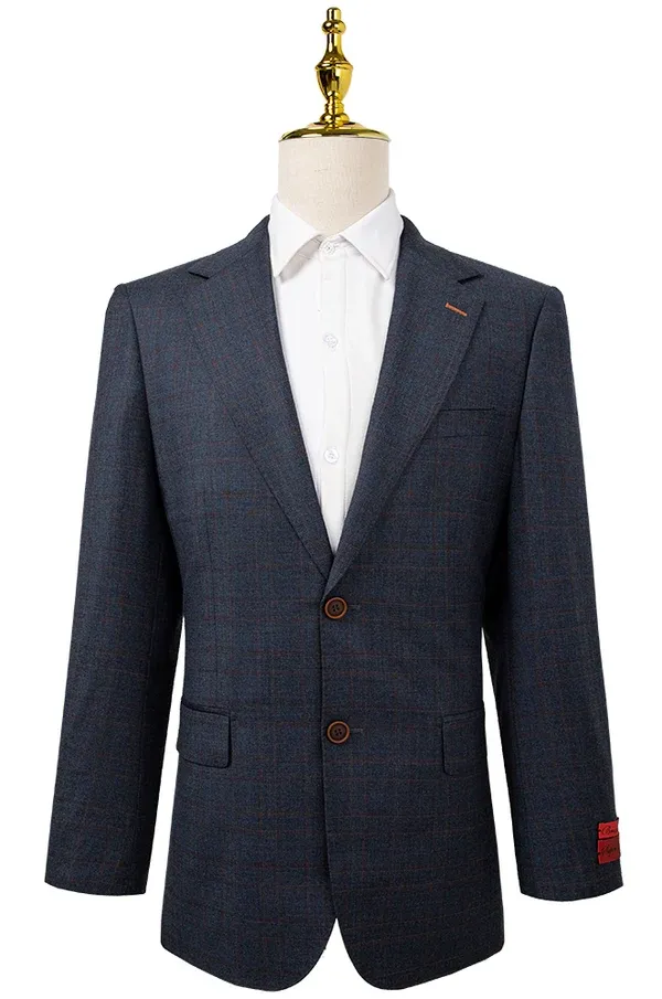 Bresciani Clothing 3 Piece Modern Fit Suit Set- Slate Blue SLATE BLUE