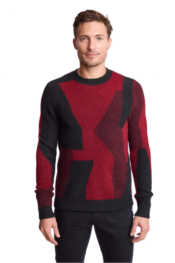 PAISLEY & GRAY Crewneck Sweater - Black & Burgundy BLACK BURG