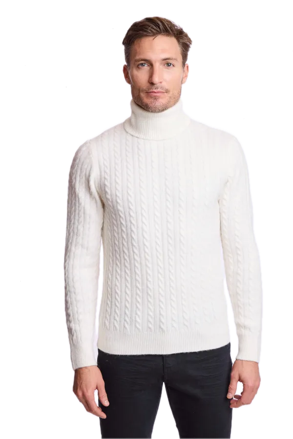 PAISLEY & GRAY Cable Turtleneck - Fuzzy White WHITE