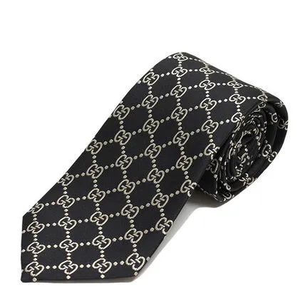 Designer Gucci GG Logo Tie- Black/White BLK/WHT