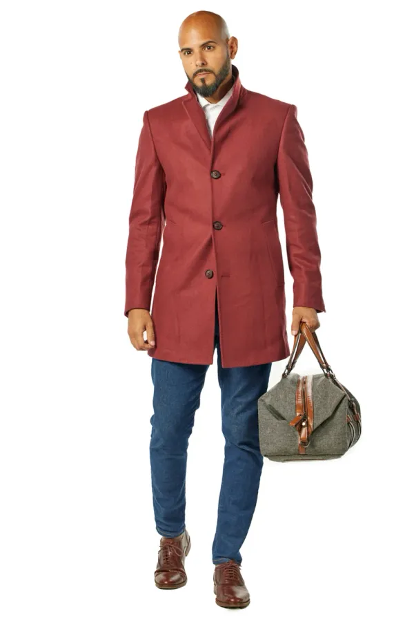 Bresciani Clothing Wool & Cashmere OverCoat- Crimson CRIMSON