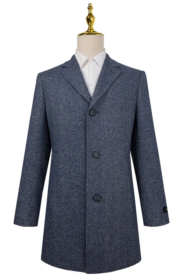 Bresciani Clothing Wool & Cashmere Overcoat- Blue BLUE