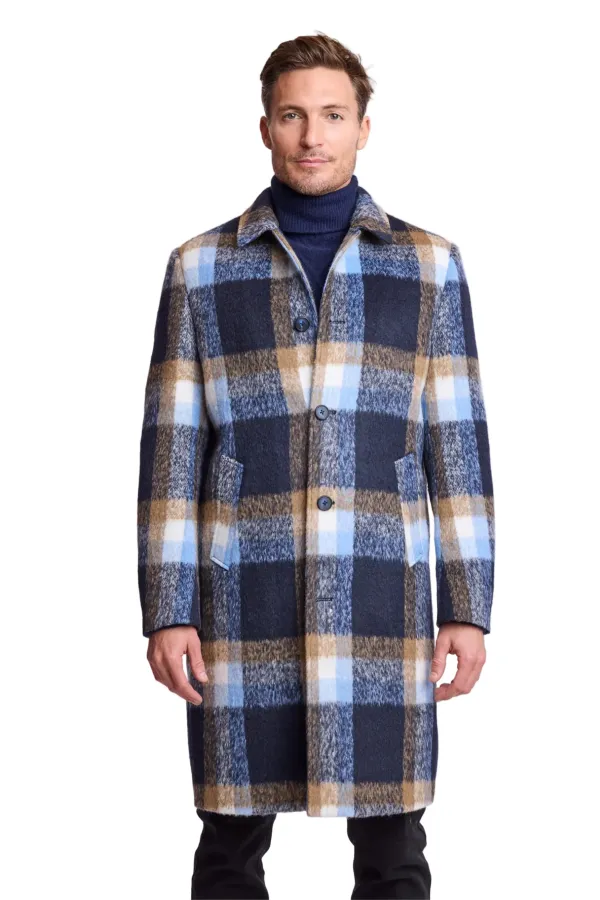 PAISLEY & GRAY Slash Pocket Overcoat - slim - Blue Tan Buffalo BLUE TAN
