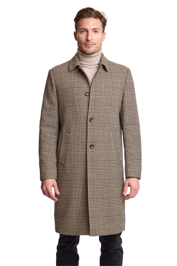 PAISLEY & GRAY Slash Pocket Overcoat - slim - Blk Tan Olive Hounds BLK TAN OLIVE