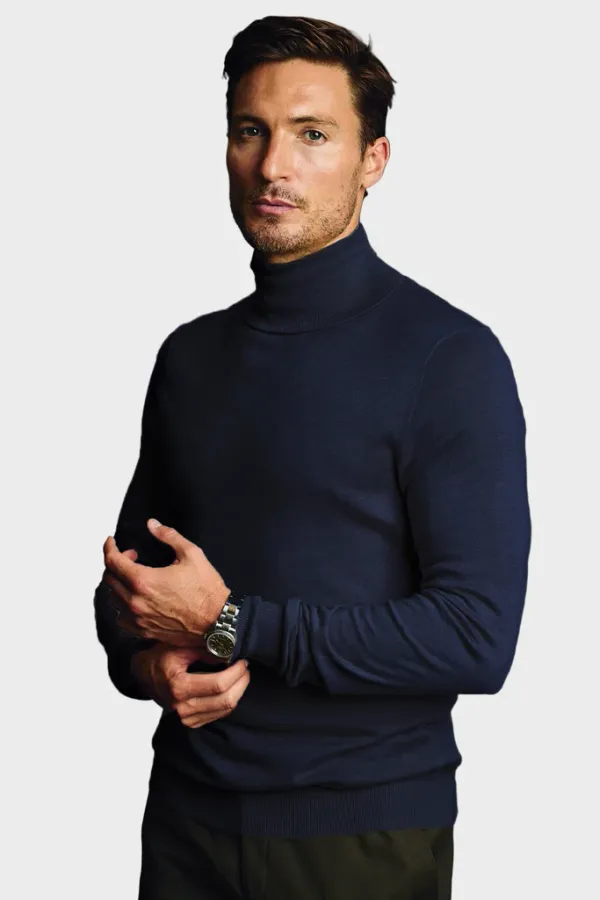 PAISLEY & GRAY Luxe Fine Gauge Turtleneck- Navy NAVY