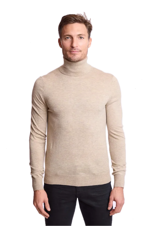 PAISLEY & GRAY Luxe Fine Gauge Turtleneck - British Beige BEIGE