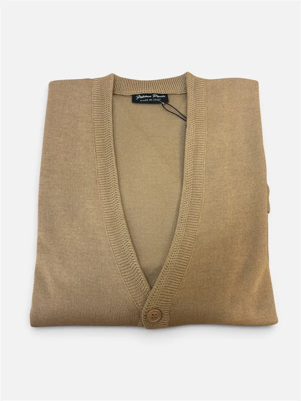 Gionfriddo Made in Italy Merino Blend Cardigan- Camel CAMEL