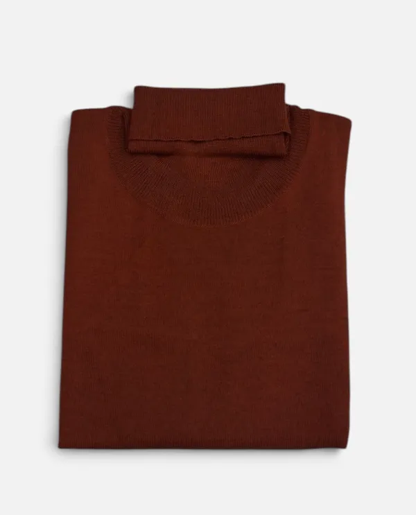 Gionfriddo Made in Italy Italian Merino Blend Rollneck- Rust RUST