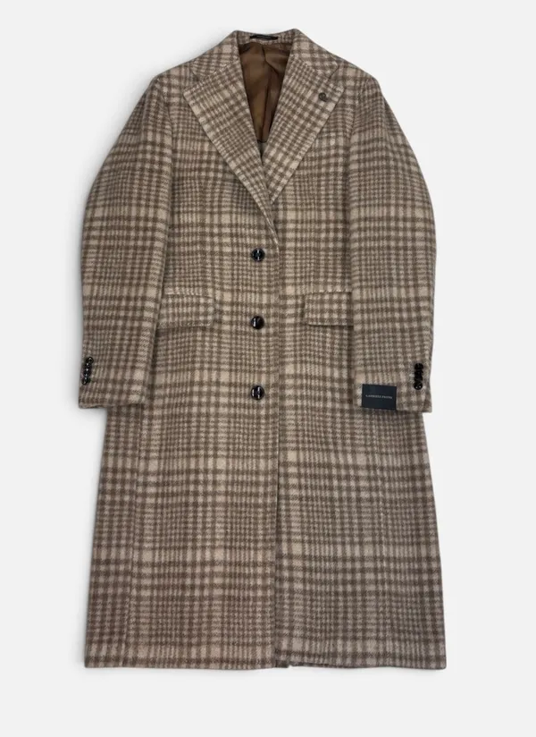 Gabriele Pasini Wool Blend Overcoat- Brown Plaid BROWN