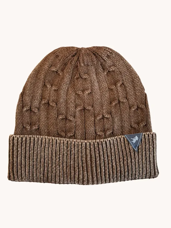 A Fish Named Fred Beanie knitted cable- Chocolate Brown CHOC/BROWN