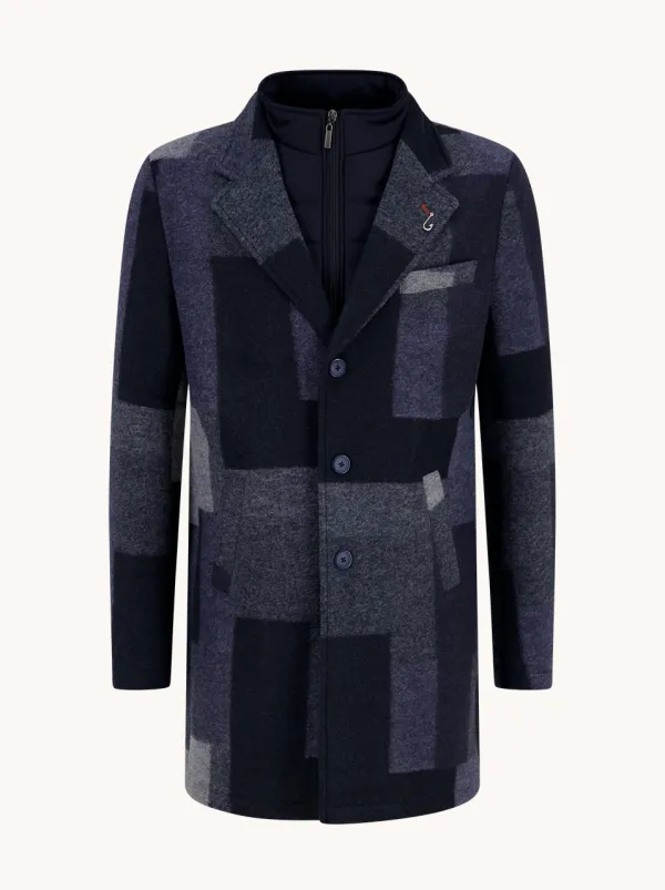 A Fish Named Fred Overcoat big check- Navy NAVY
