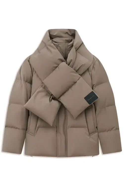 Bugatti Clothing Down parka with a quilted scarf- Beige BEIGE