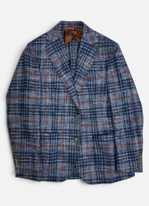 Olliver Gray Andre Alpaca Windowpane Sportcoat- Blue/Orange BLUE ORANGE