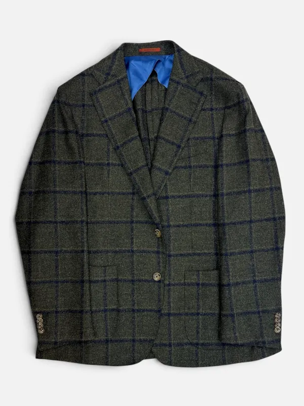 Olliver Gray Andre Alpaca Windowpane Sportcoat- Green/Blue GREEN BLUE