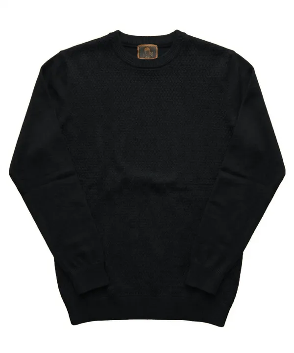 Cigar Couture Basketweave Crew Neck Sweater- Black BLACK