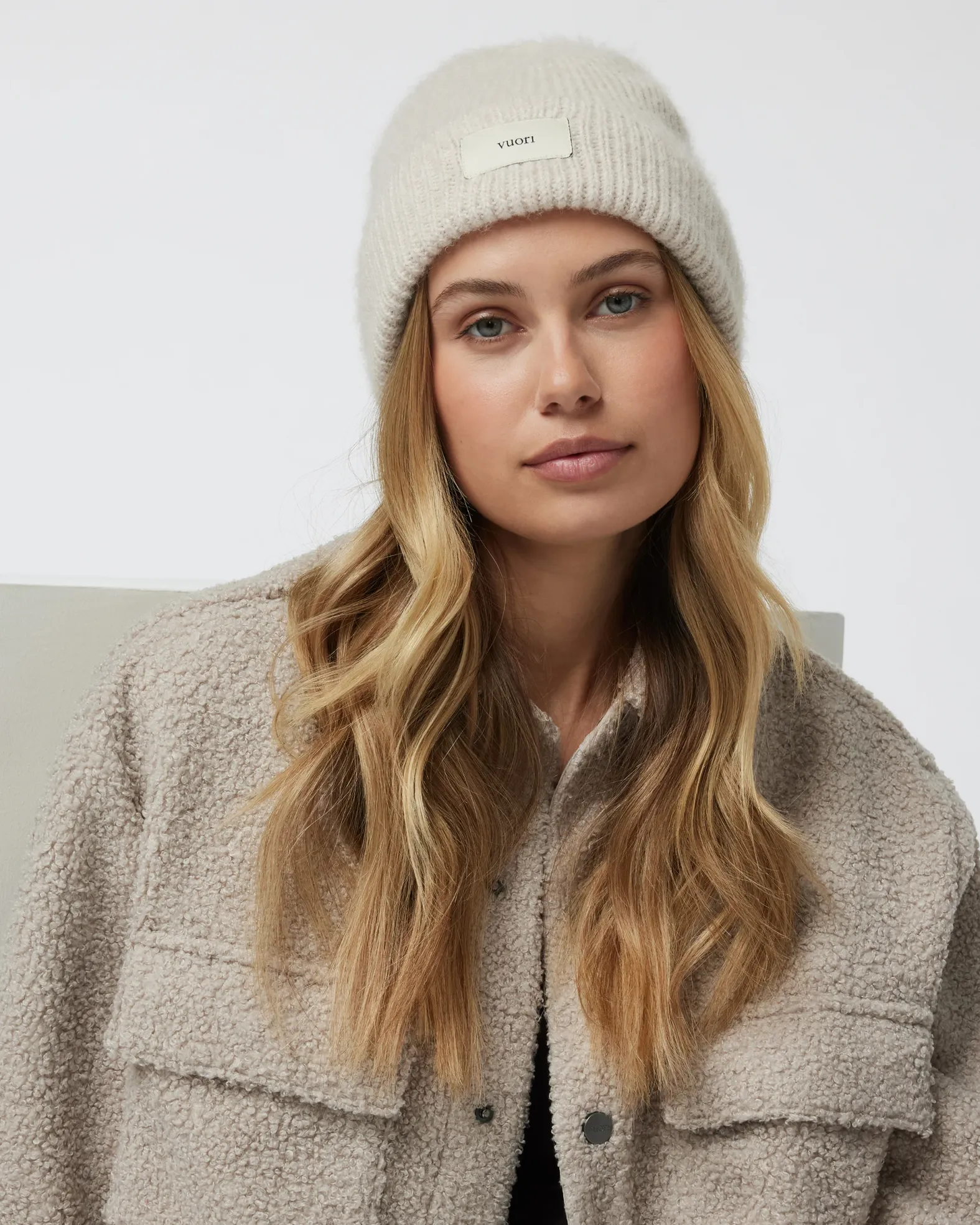 Vuori Manchester Beanie Greige Heather Vuori Label Beanie | Fleet Feet main image 2