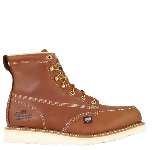 Thorogood Men's American Heritage – 6" Tobacco Safety Toe – Moc Toe MAXWear Wedge TOBACCO