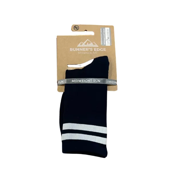 Runner's Edge RE Crew Socks Navy/White Stripe