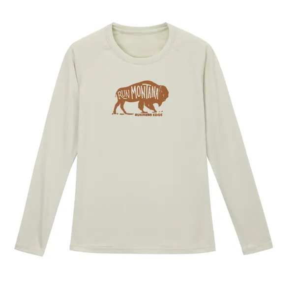 Runner's Edge Women's LuxDry Long Sleeve - Bison Almost Aqua