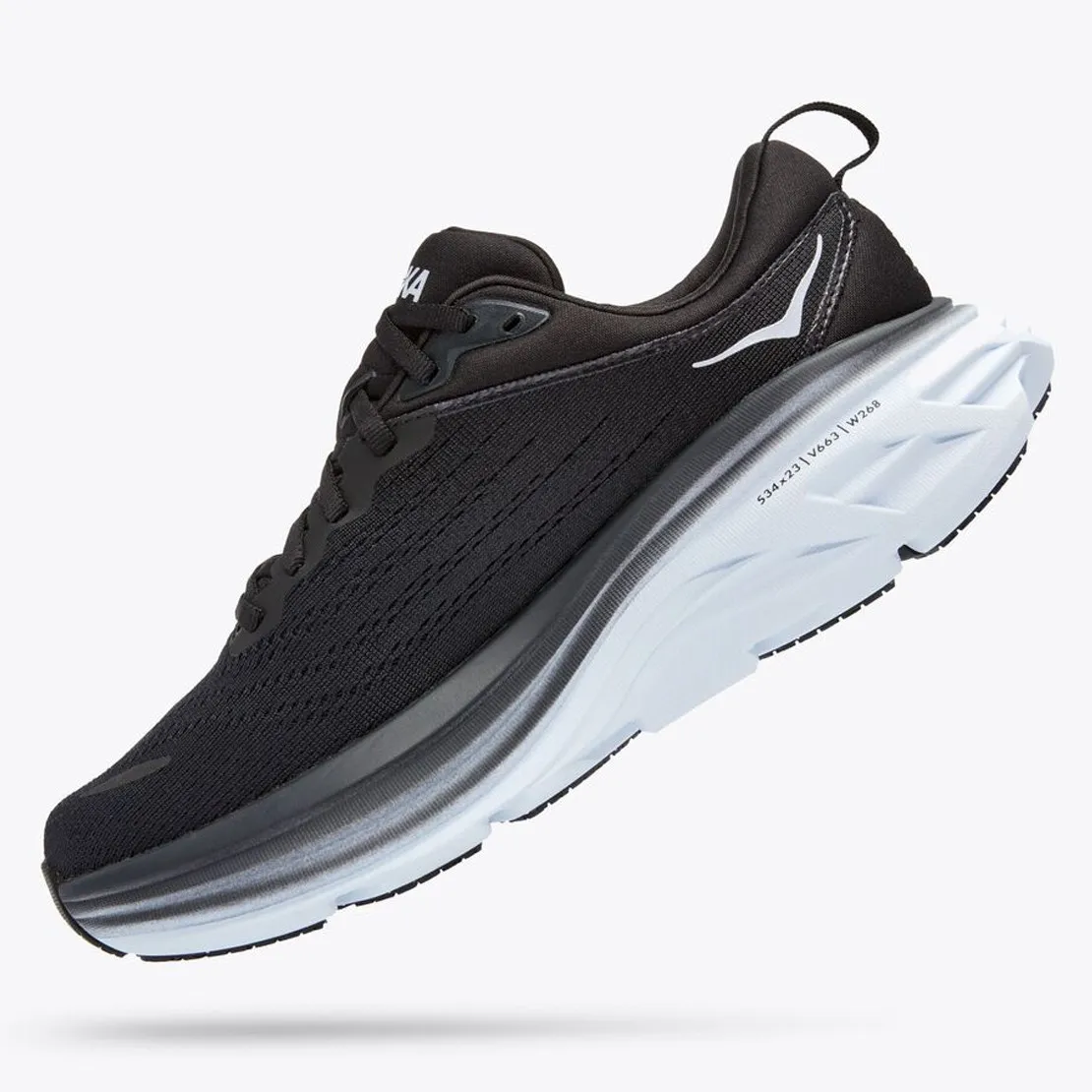 Hoka Women's Bondi 8 Black / White (Wide Width)