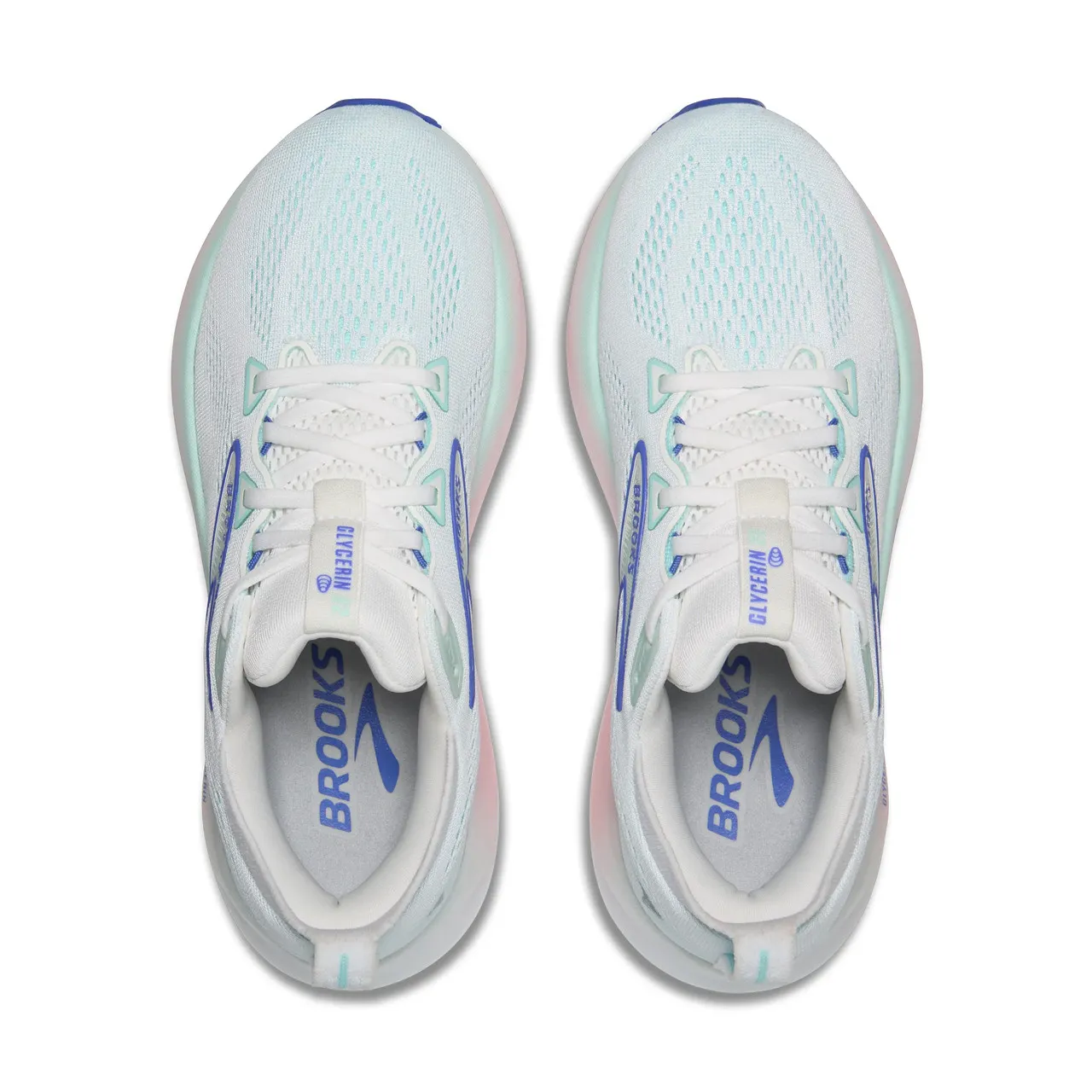 トップス shurry labyrins Brooks Women's Glycerin 22 White / Limpet Shell / Amparo Blue