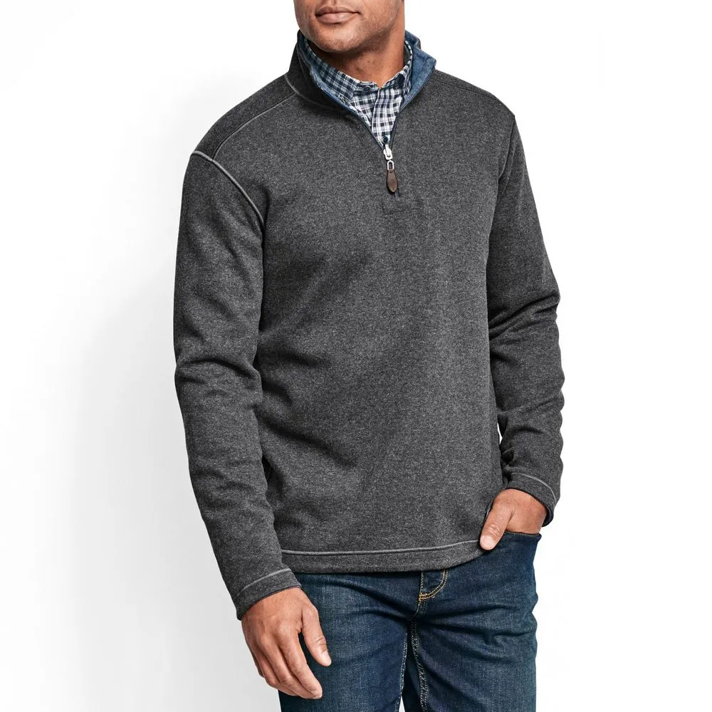 Johnston & Murphy Men's Reversible Solid Quarter-Zip Charcoal / Blue