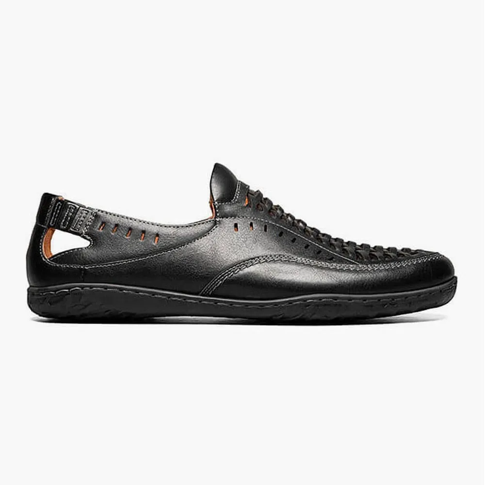 Stacy Adams Men's Ibiza Woven Vamp Moc Toe Slip On Black