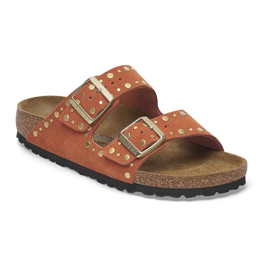 Birkenstock Arizona Rivets Suede Leather (Narrow Width) Dark Rust