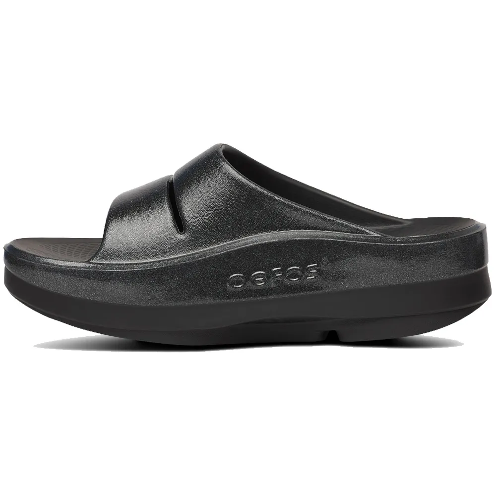 Oofos Women's Oomega Ooahh Luxe Black Sparkle