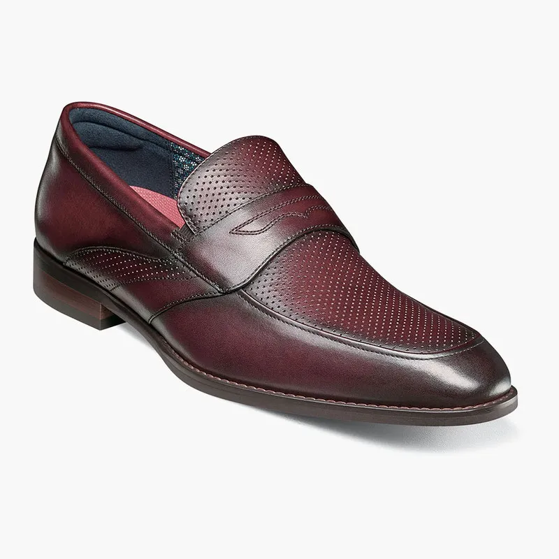 Stacy Adams Men's Karnes Moc Toe Penny Slip-On Burgundy