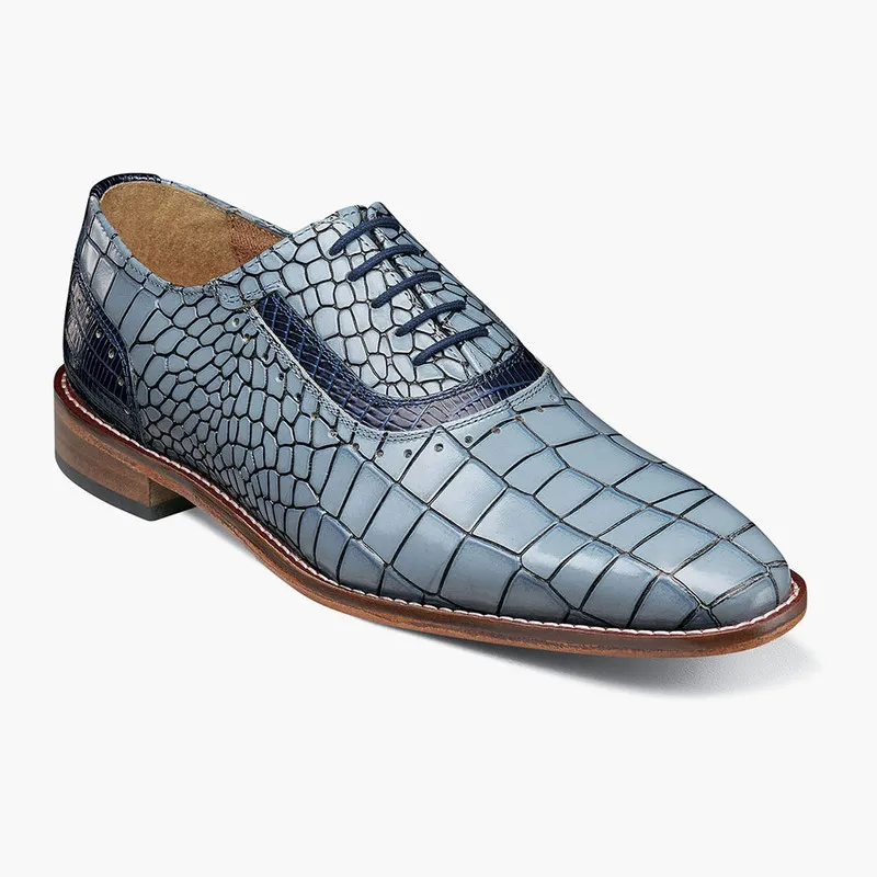 Stacy Adams Men's Riccardi Plain Toe Oxford Light Blue Multi