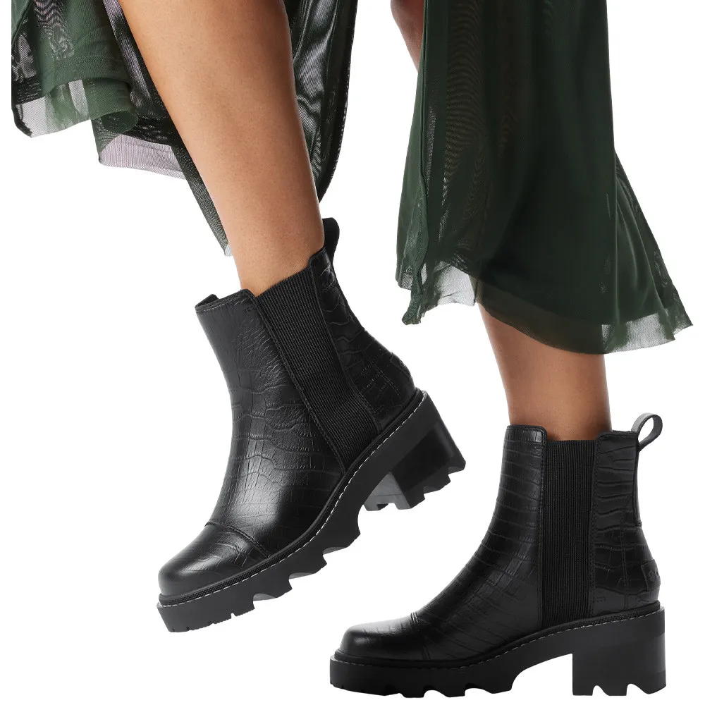 Sorel Women's Joan Now Chelsea Boot Black / Tawny Buff Croc
