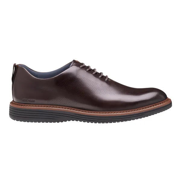 Johnston & Murphy Men's Upton One-Piece Perfed Plain Toe Mahogany Full Grain