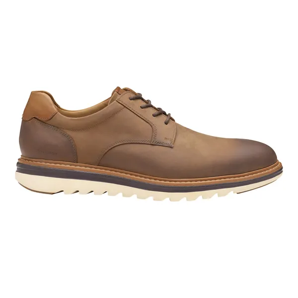 Johnston & Murphy Men's Braxton Plain Toe Brown Oiled Full Grain Leather