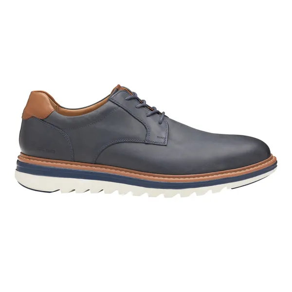 Johnston & Murphy Men's Braxton Plain Toe Navy Oiled Full Grain