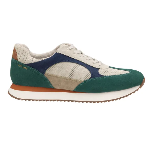 Johnston & Murphy Men's Chase Perfed T-Toe Green/beige/navy Suede