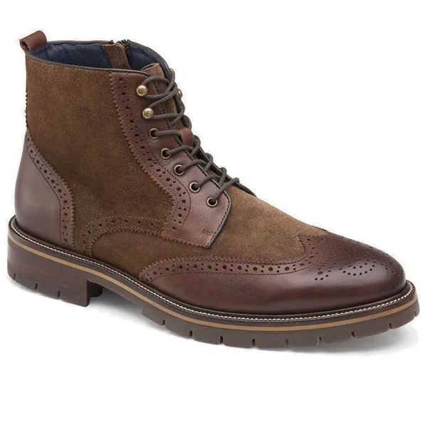 Johnston & Murphy Men's XC Flex Cody Wingtip Zip Boot Mahogany Full Grain / Suede