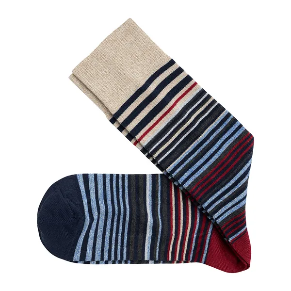 Johnston & Murphy Striped Dress Sock Navy / Burgundy Heathered
