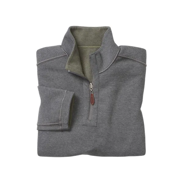 Johnston & Murphy Men's Reversible Solid Quarter-Zip Olive / Charcoal
