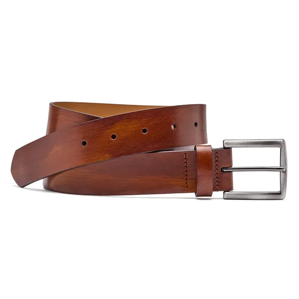 Johnston & Murphy Hand-Stained Flat-Edge Belt Brown